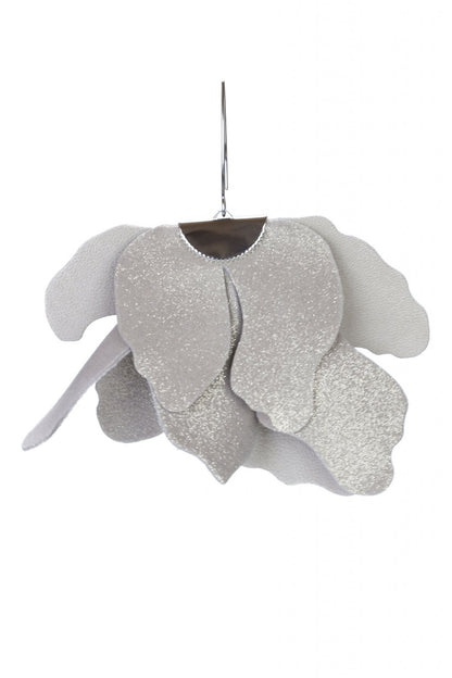 Cercei floare mare - Argintiu cu sclipici