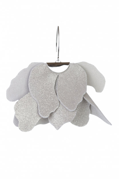 Cercei floare mare - Argintiu cu sclipici