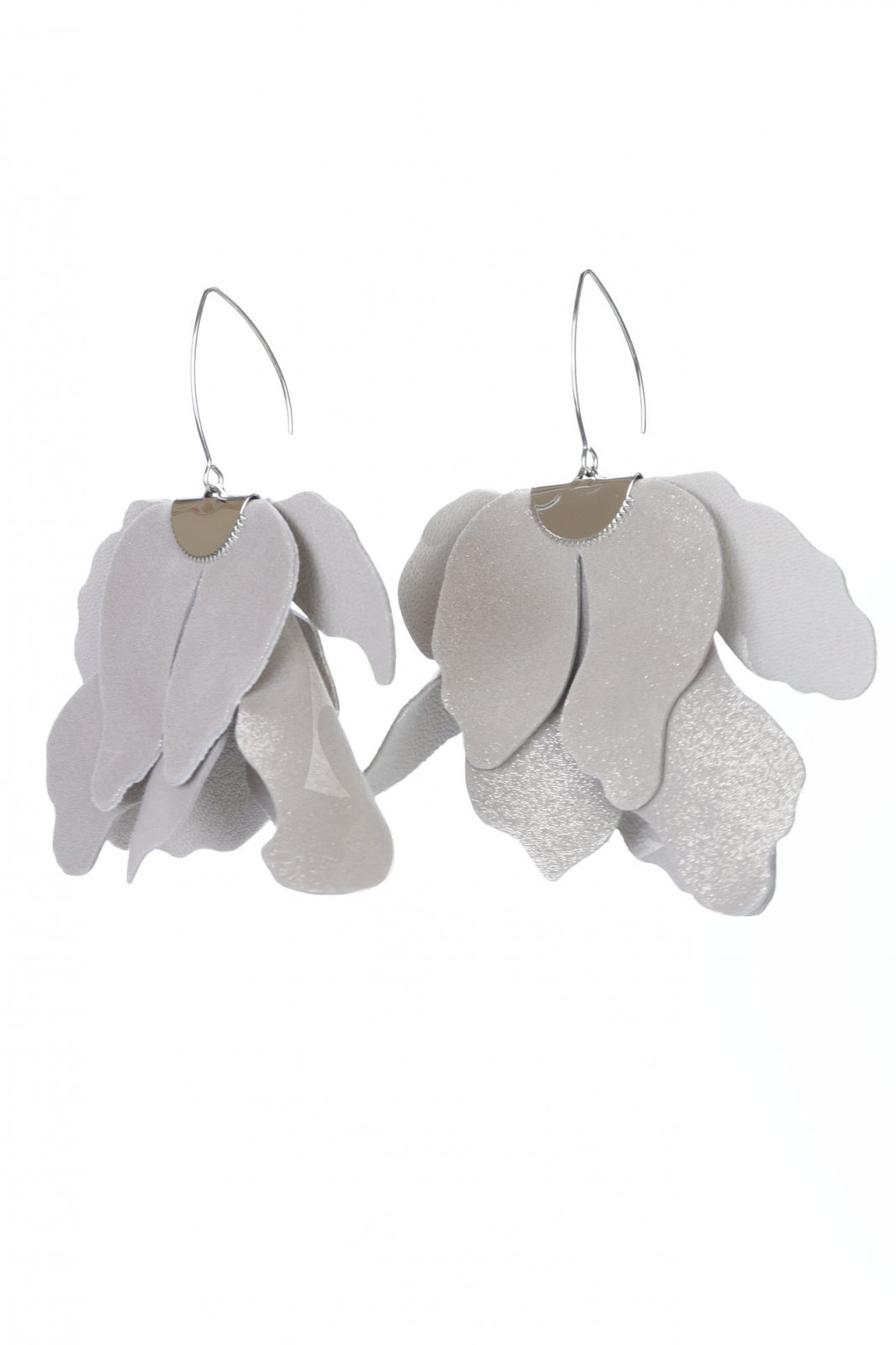 Large flower earrings - Silver with glitter