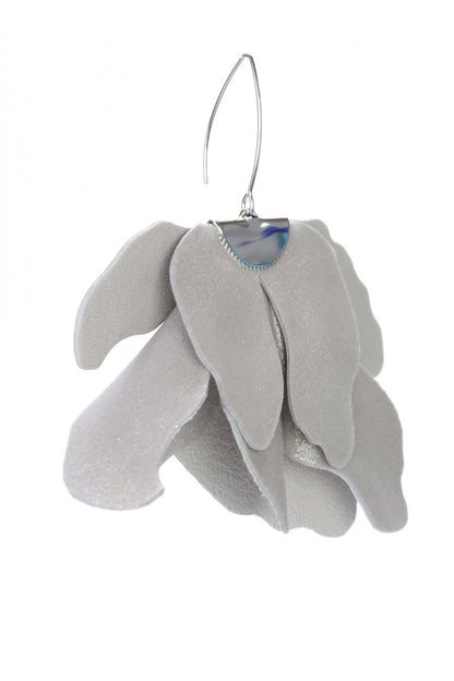 Cercei floare mare - Argintiu cu sclipici