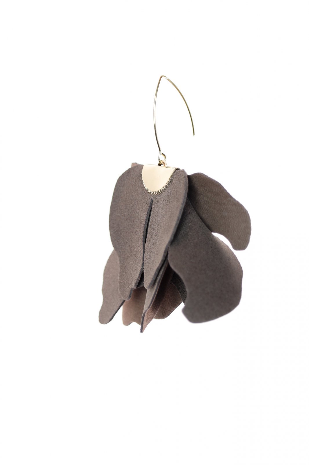 Cercei floare mare - Taupe cu sclipici