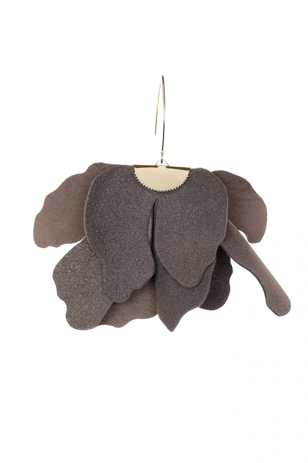 Cercei floare mare - Taupe cu sclipici