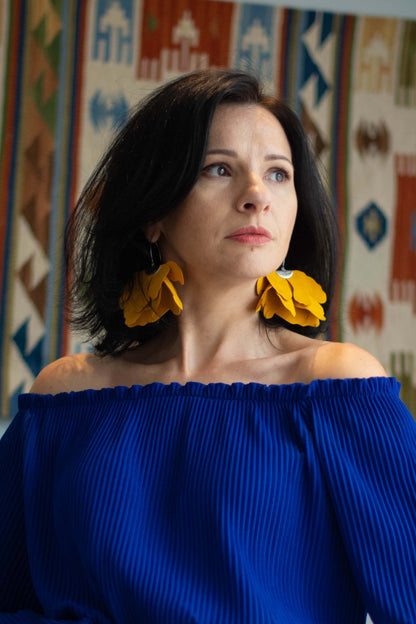 Cercei floare mare - Mustar