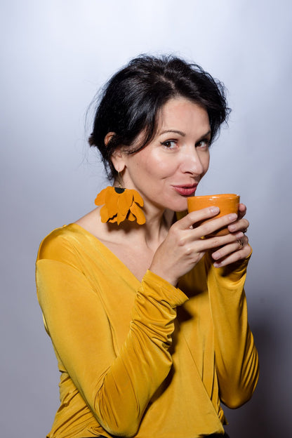 Cercei floare mare - Mustar