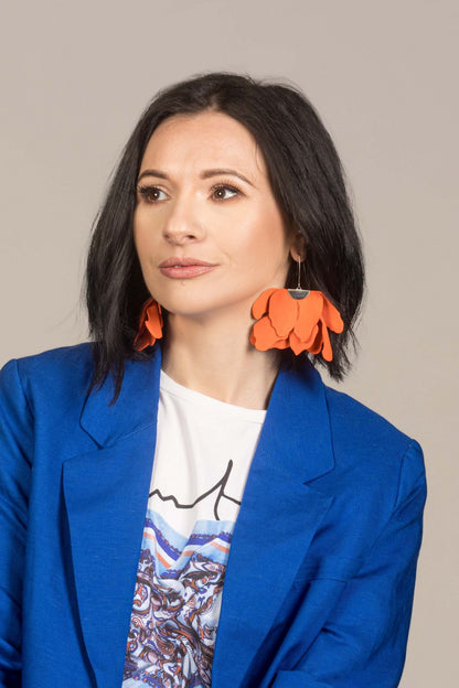 Cercei floare mare - Portocaliu