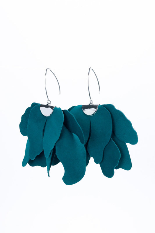 Large flower earrings - Peacock