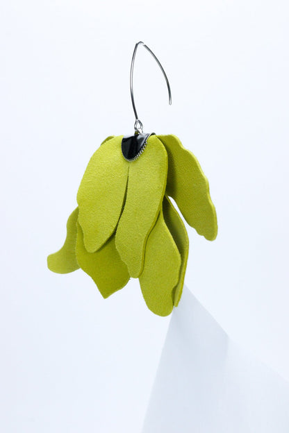 Cercei floare mare - Apple green