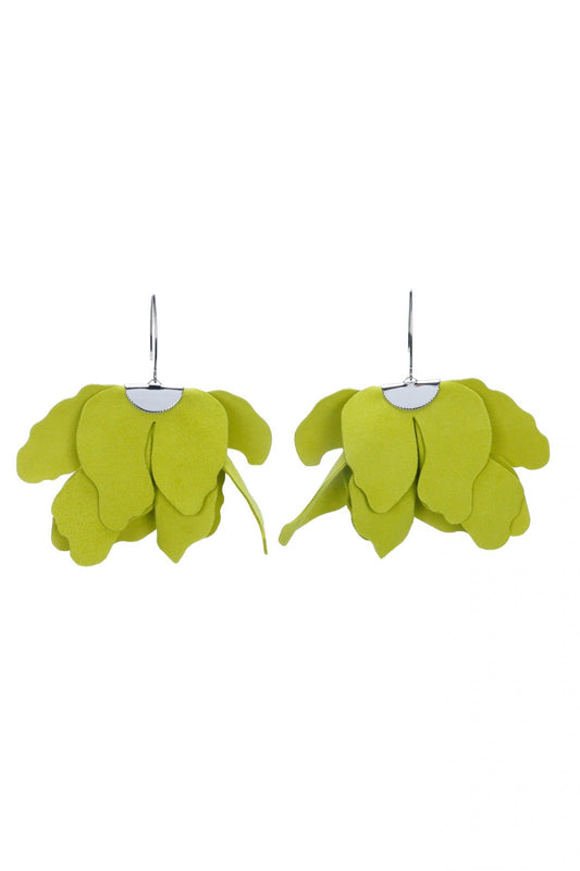 Cercei floare mare - Apple green
