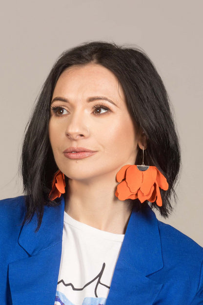 Cercei floare mare - Portocaliu