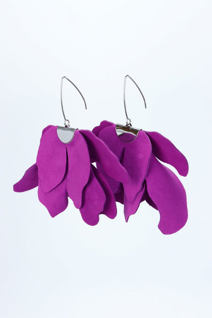 Cercei floare mare - Purple <tija Aurie >