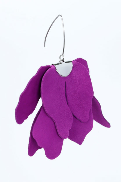 Cercei floare mare - Purple <tija Aurie >