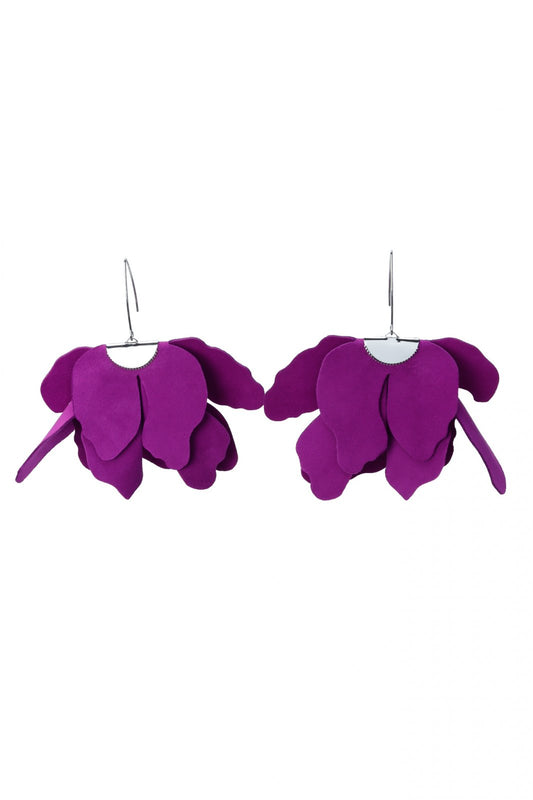 Cercei floare mare - Purple <tija Aurie >