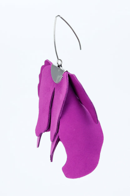 Cercei floare mare - Purple <tija Aurie >