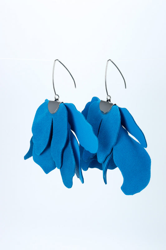 Big flower earrings - Blue