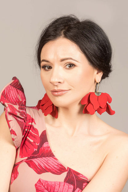 Cercei floare mare - Rosii