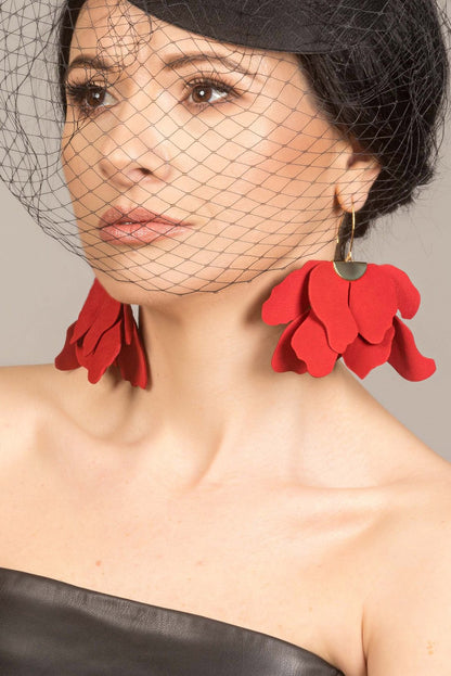 Cercei floare mare - Rosii