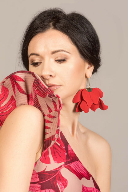 Cercei floare mare - Rosii