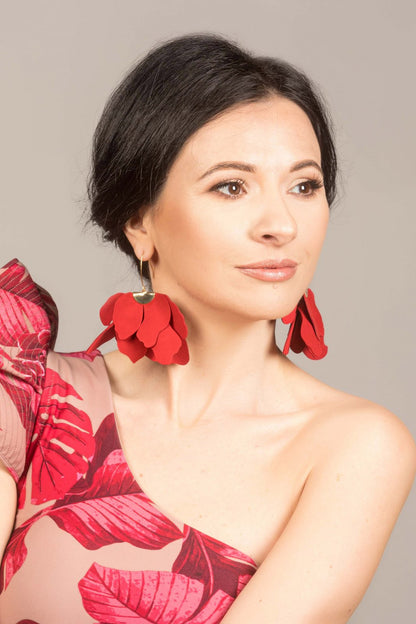 Cercei floare mare - Rosii