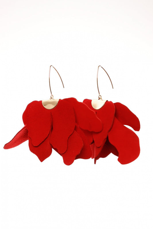 Big flower earrings - Red