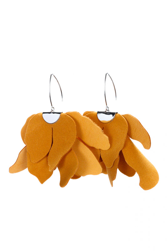 Large flower earrings - Sunset Orange