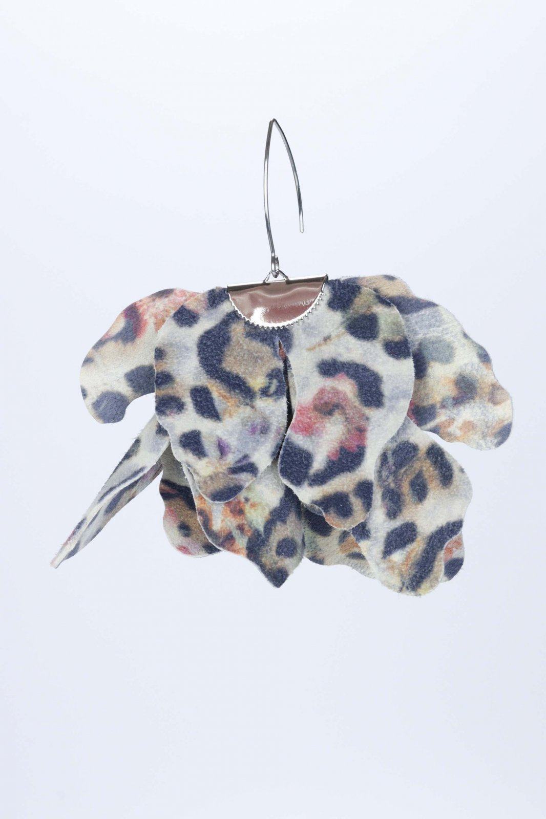 Large flower earrings - Colorful animal print