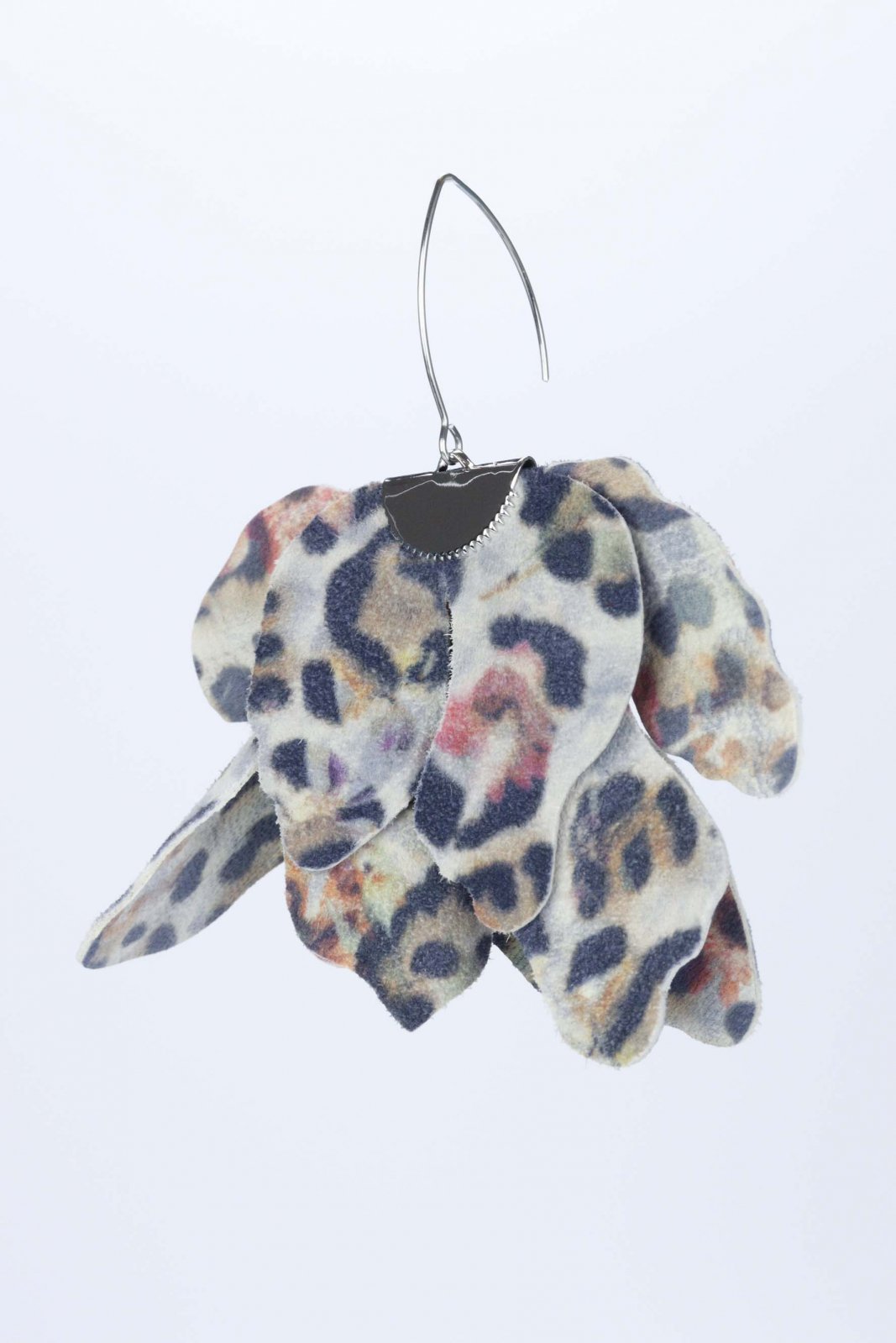 Large flower earrings - Colorful animal print