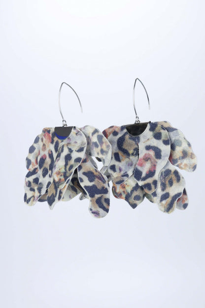 Cercei floare mare - Animal print colorat