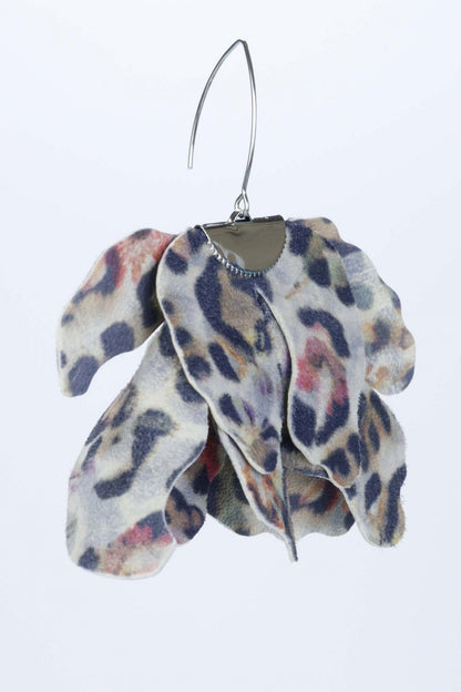 Cercei floare mare - Animal print colorat
