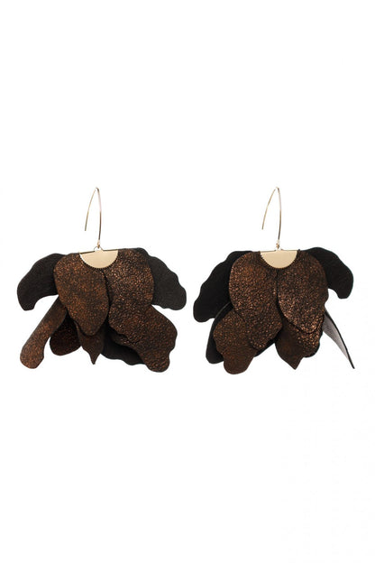 Cercei floare mare - Negru + Cupru