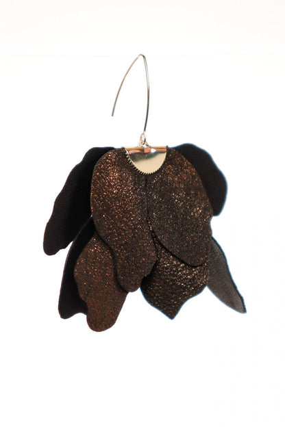 Cercei floare mare - Negru + Cupru