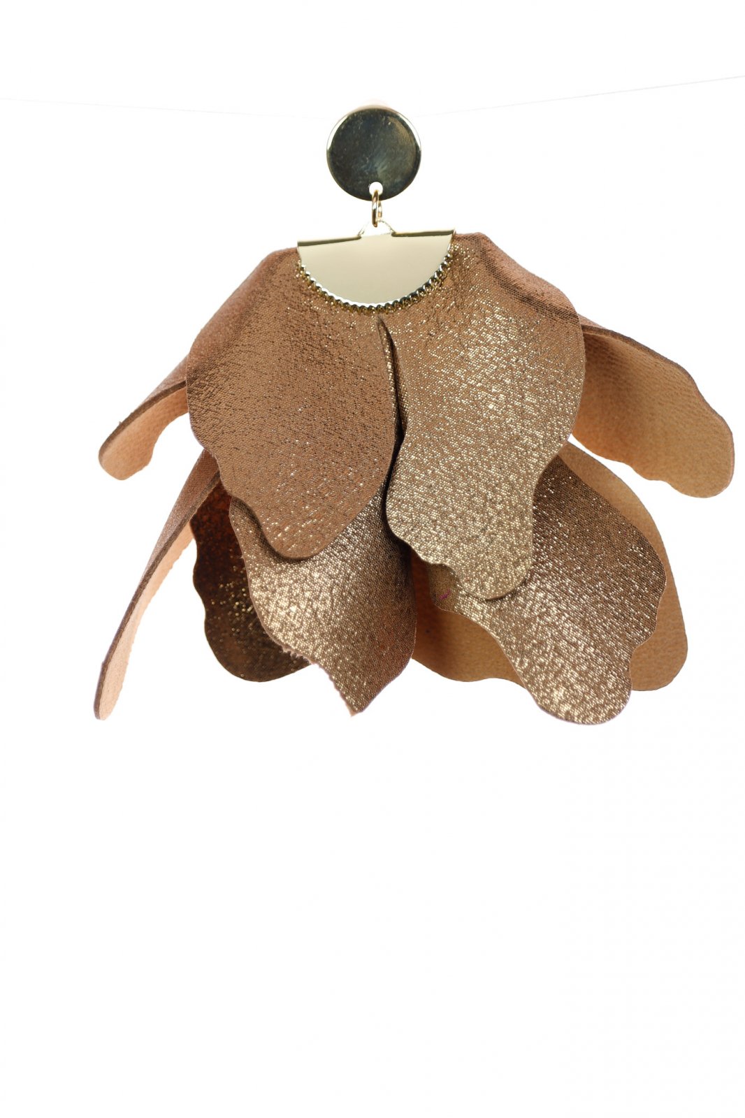 Large flower earrings 2.0 - Brown and metallic gold