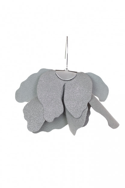 Cercei floare mare - Gri cu sclipici