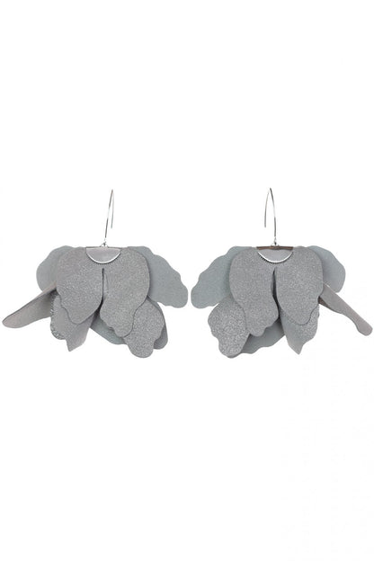 Cercei floare mare - Gri cu sclipici