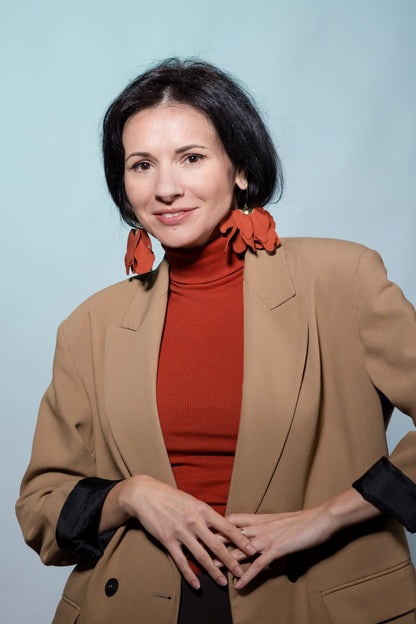 Cercei floare mare - Teracota