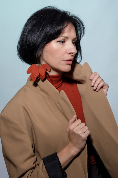 Cercei floare mare - Teracota