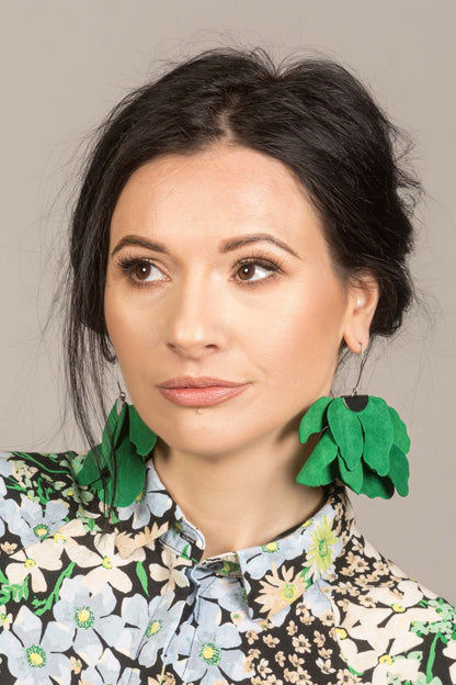 Cercei floare mare - Verde iarba