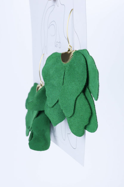 Cercei floare mare - Verde iarba