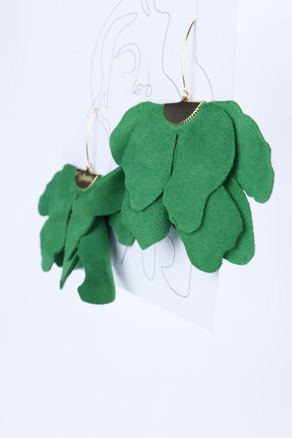 Cercei floare mare - Verde iarba