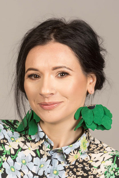 Cercei floare mare - Verde iarba