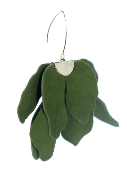 Cercei floare mare - Verde oliv