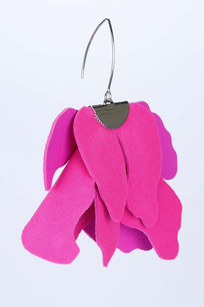 Cercei floare mare - Roz neon