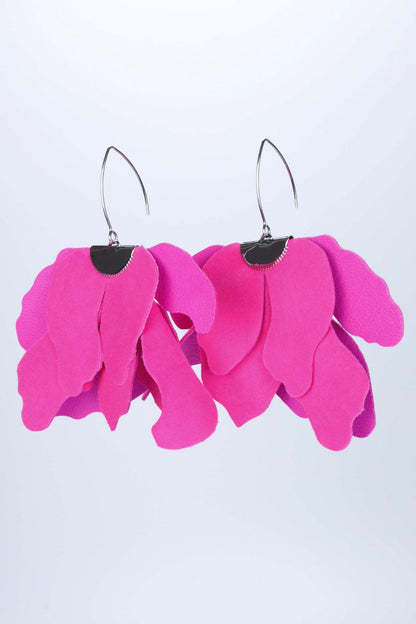 Cercei floare mare - Roz neon