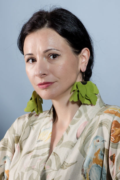 Cercei floare mare - Verde lime