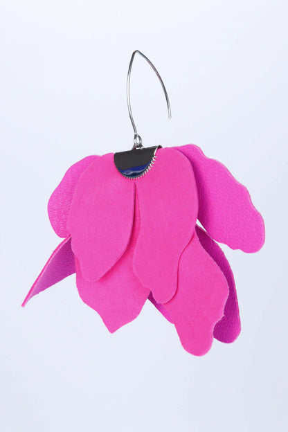 Cercei floare mare - Roz neon