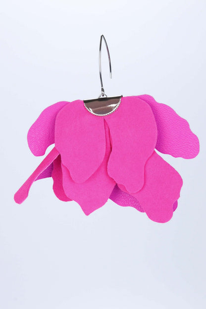 Cercei floare mare - Roz neon