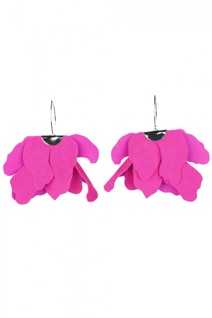 Cercei floare mare - Roz neon