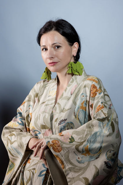 Cercei floare mare - Verde lime