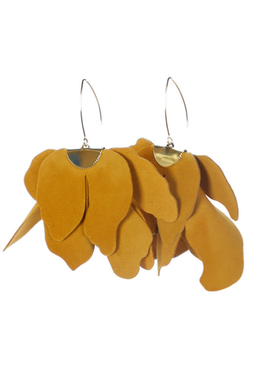 Cercei floare mare - Galben Saffron
