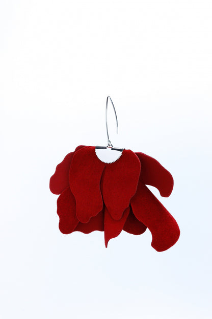 Cercei floare mare - Rosu intens