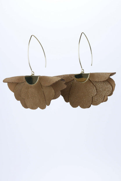 Cercei floare mica - Maro cu sclipici